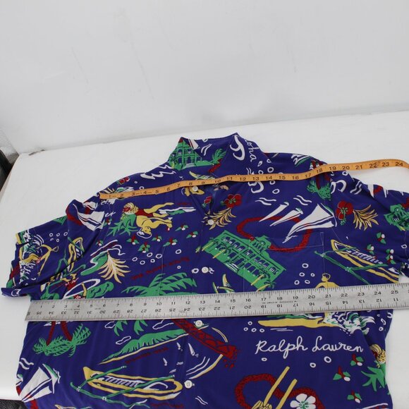 Polo Ralph Lauren Shirt Mens XL All Over Beach Aloha Graphic Print loop collar - Picture 13 of 13